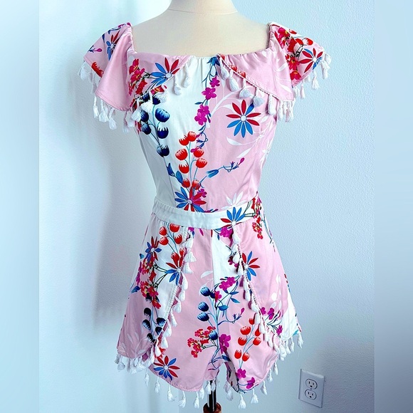 None Pants - Pink Floral Romper